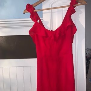 Red below knee dress